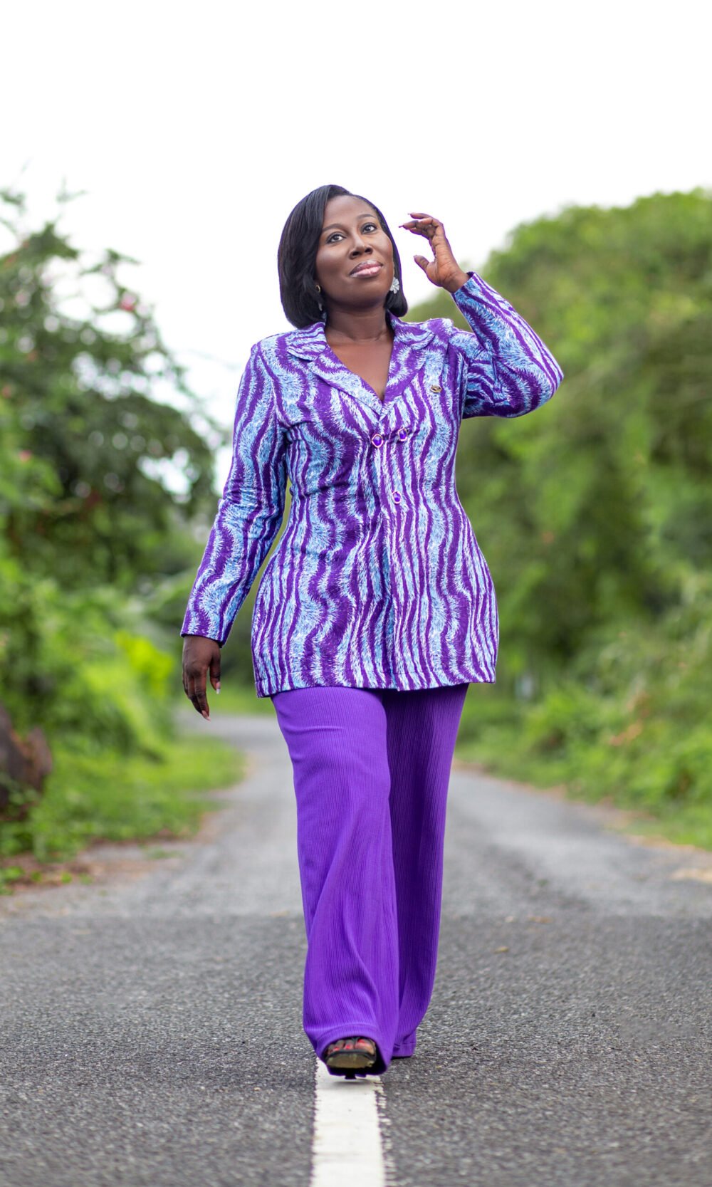 WAX PRINT BLAZER WITH PALAZZO PANTS